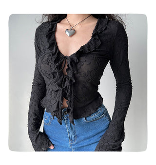 lace-up cardigan