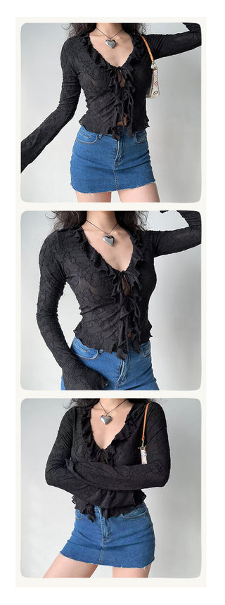 lace-up cardigan