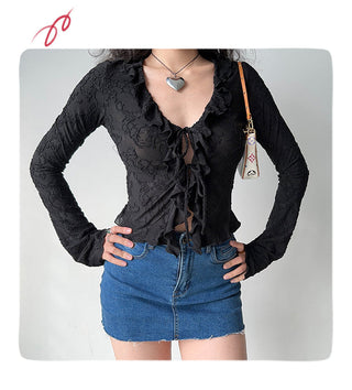 lace-up cardigan
