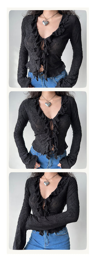 lace-up cardigan