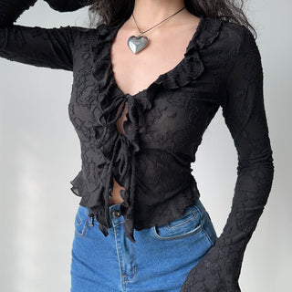 lace-up cardigan
