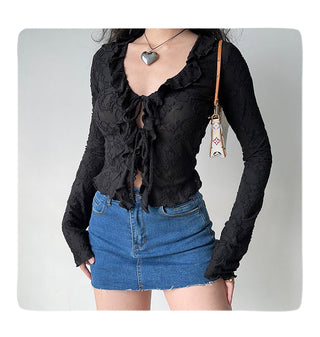 lace-up cardigan