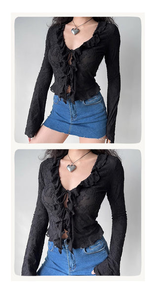 lace-up cardigan