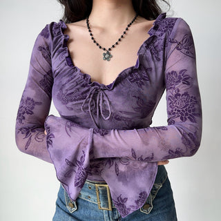 ruffled purple top