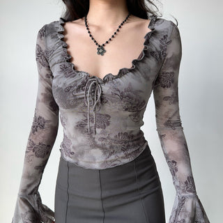 ruffled purple top