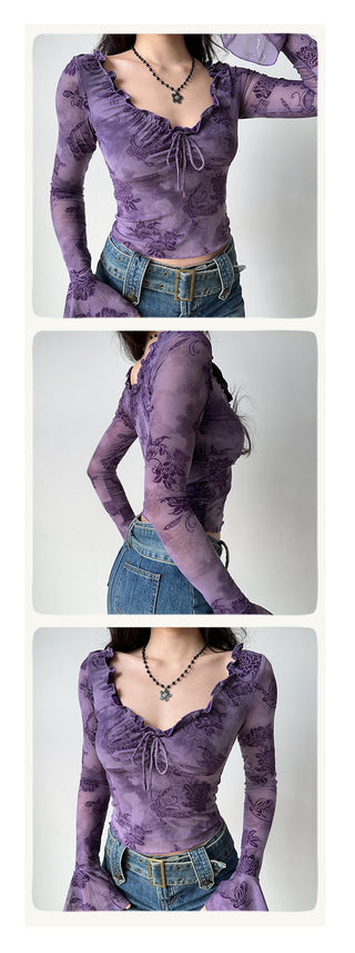 ruffled purple top