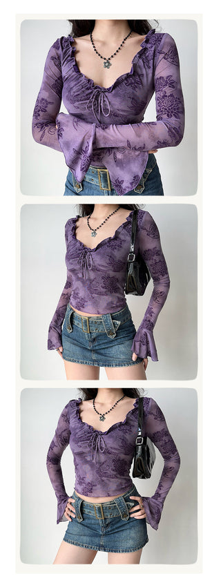 ruffled purple top