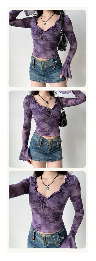 ruffled purple top
