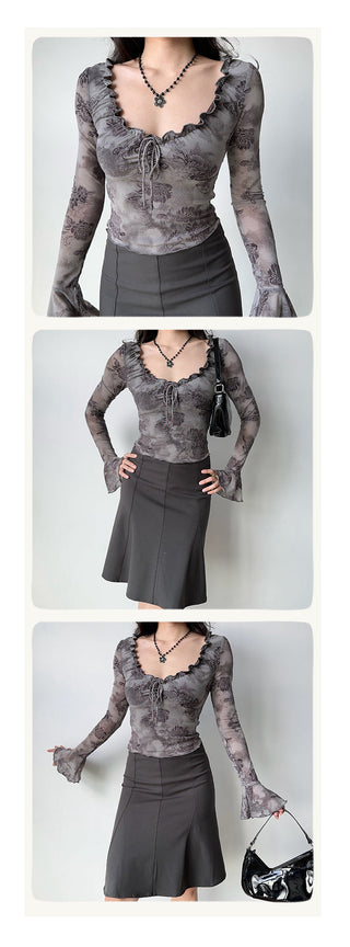 ruffled purple top
