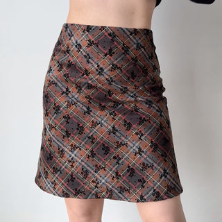 flocking plaid skirt