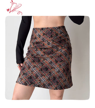 flocking plaid skirt