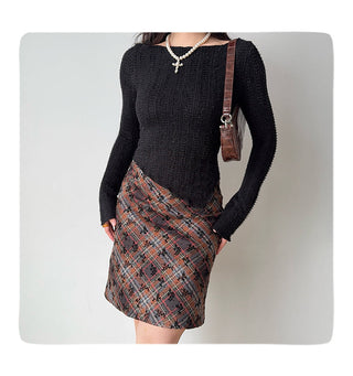 flocking plaid skirt