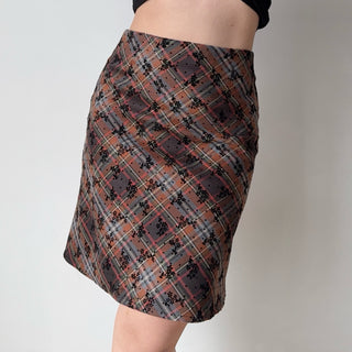 flocking plaid skirt