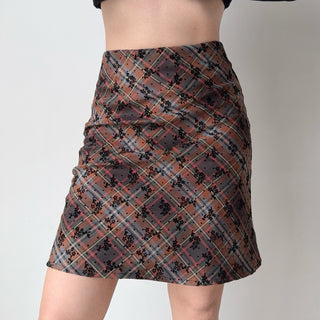 flocking plaid skirt