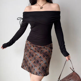 flocking plaid skirt