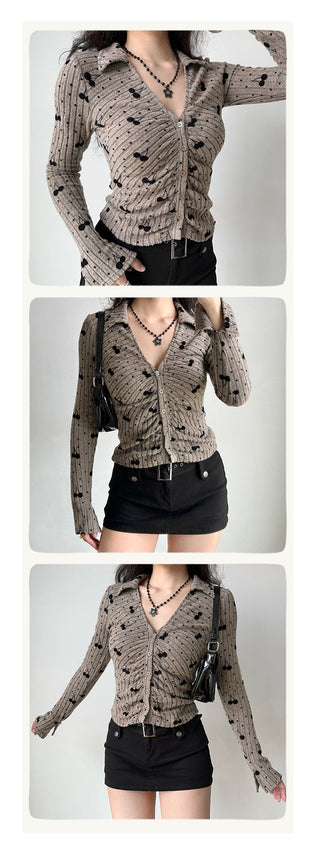 cherry knit cardigan