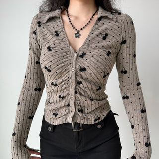 cherry knit cardigan