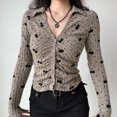 cherry knit cardigan