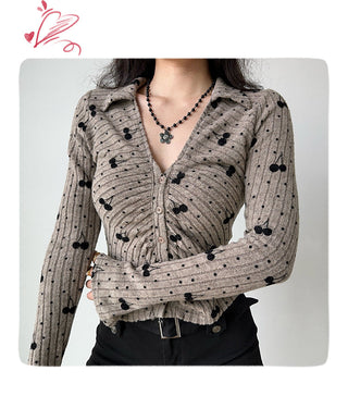 cherry knit cardigan