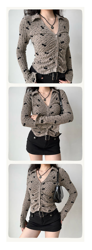 cherry knit cardigan
