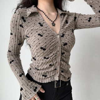 cherry knit cardigan