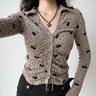 cherry knit cardigan