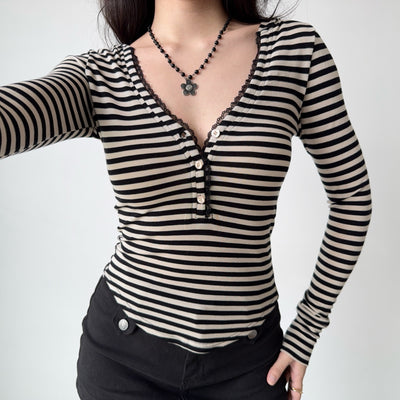 striped hooded Top