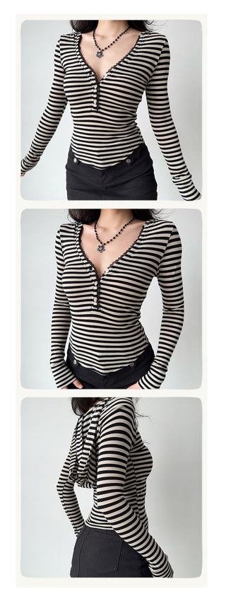 striped hooded Top