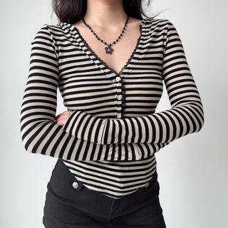 striped hooded Top