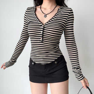 striped hooded Top