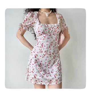 strawberry puff dress