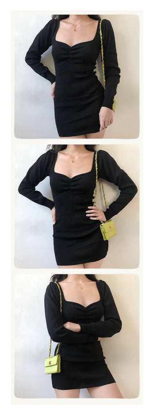 pleated knit dress