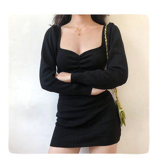 pleated knit dress