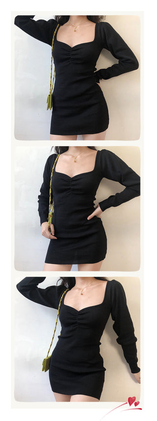 pleated knit dress