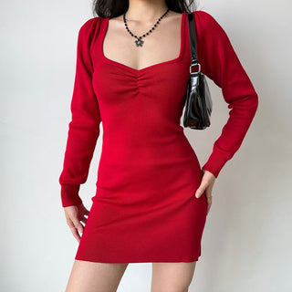 pleated knit dress