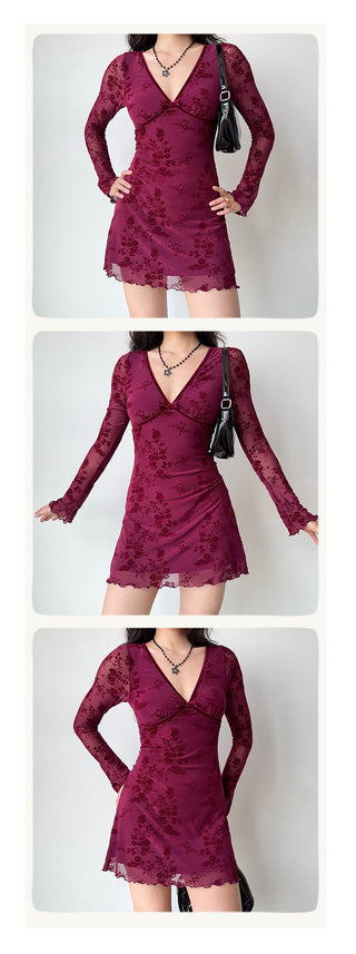 wine mesh dress