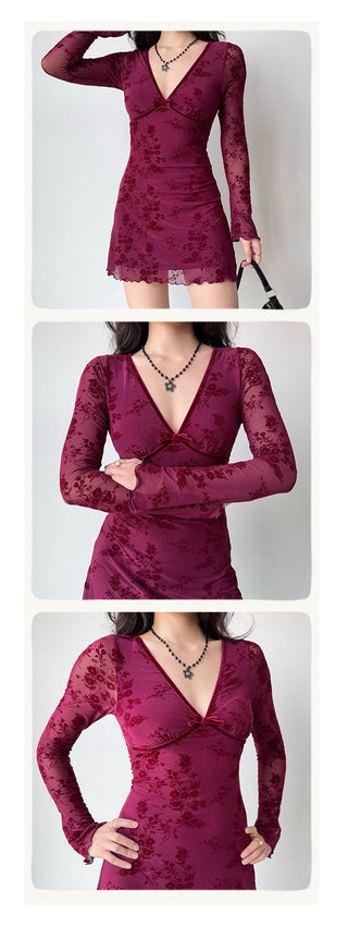 wine mesh dress