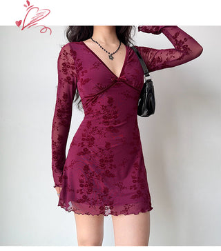 wine mesh dress