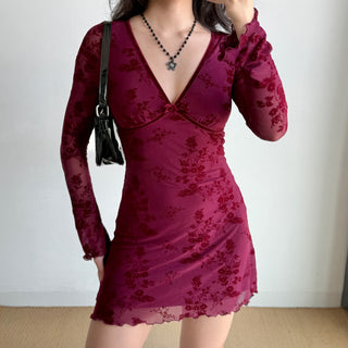 wine mesh dress