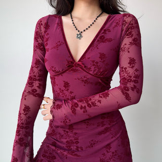 wine mesh dress