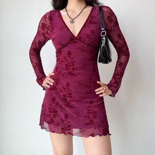 wine mesh dress