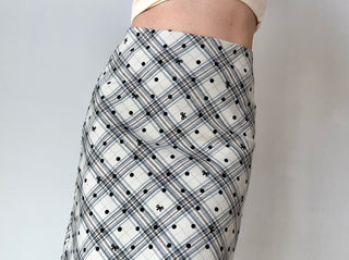 plaid midi skirt