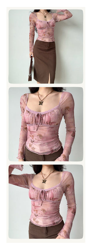 pink mesh top