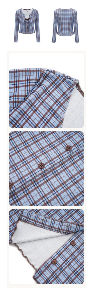 plaid cardigan set