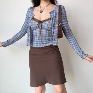 plaid cardigan set