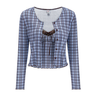 plaid cardigan set