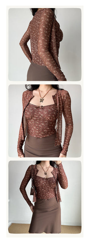 floral cardigan set