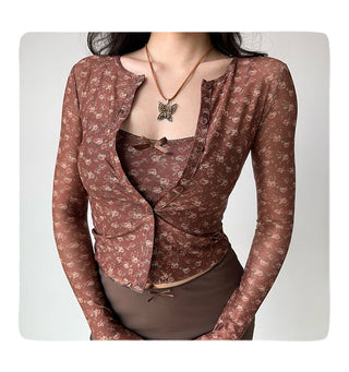 floral cardigan set