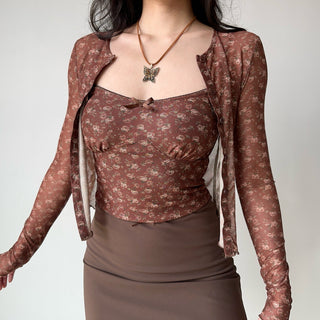 floral cardigan set