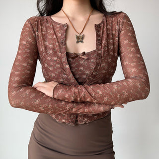 floral cardigan set
